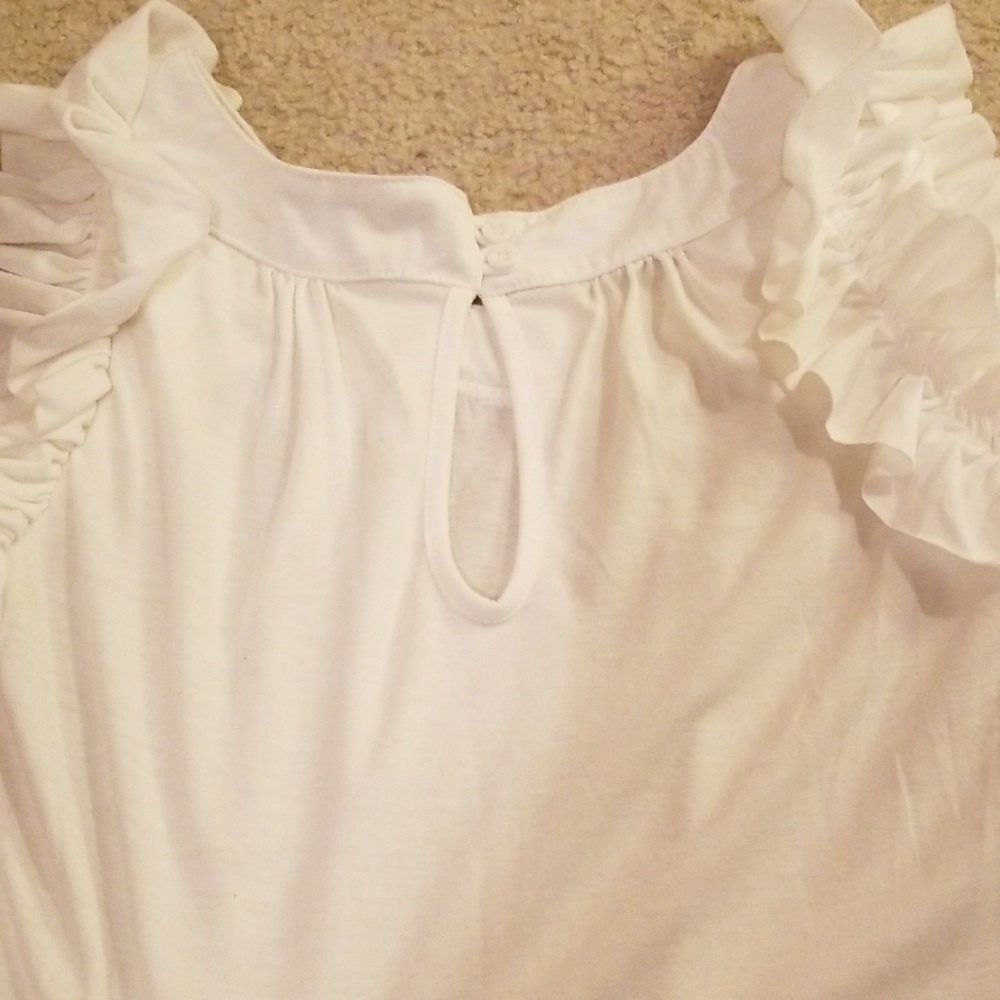White Ruffled Sleeve Top - Picture 3 of 3